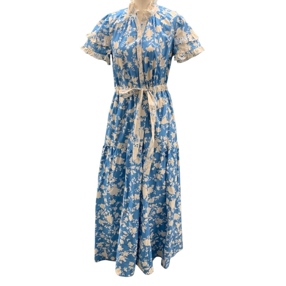 MOLLY MOORKAMP Blue & White Maxi Dress‎ - Size 6